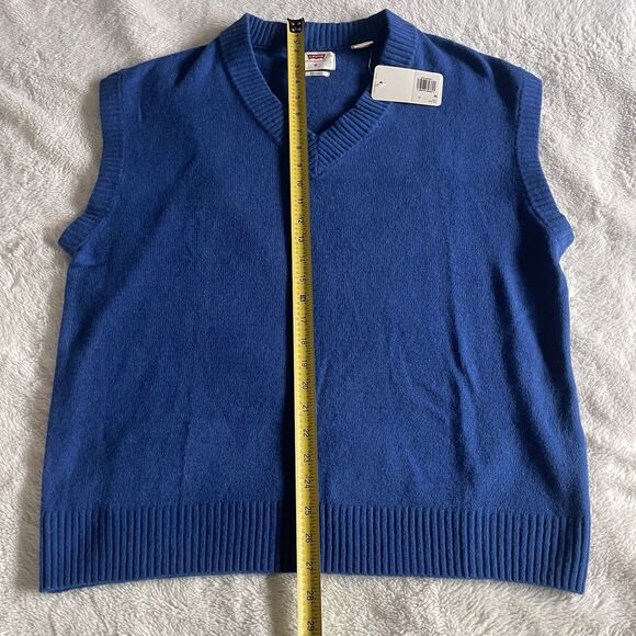 Levi's Sweater Vest Royal Blue Knit Pull Over Mens Medium Cotton Vneck Sz M NWT - Picture 3 of 7